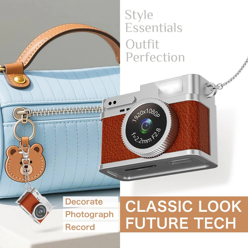 Retro 1080P Mini Camera Sports Action Cam Video Recorder for Travel Outdoor Use - Brown - 4