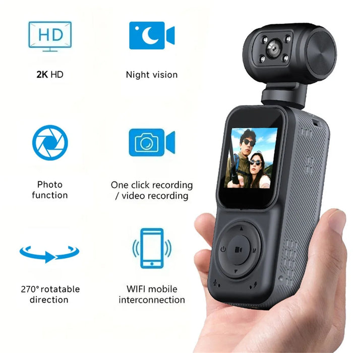Q5 2K HD Night Vision Action Camera 270 Degree Rotatable Lens WiFi Enabled Pocket Thumb Camera - 4