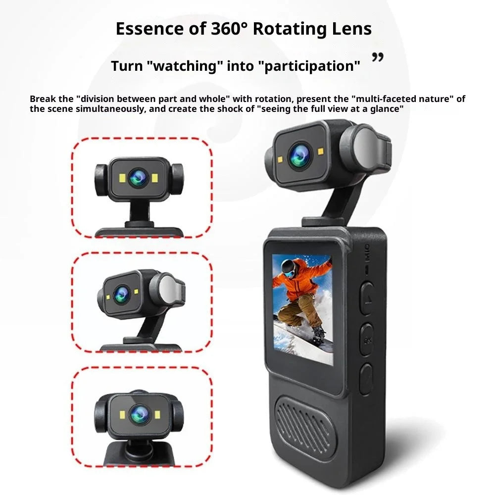 Y2 1.54 Inch Screen Pocket Camera with Fill Light 180 Degree Rotatable Lens Clip On WiFi Camcorder - 7