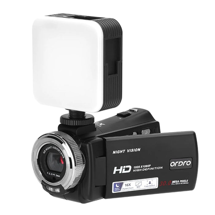 ORDRO V12 3.0 Inch Camcorder Video Camera IR Night Vision Vlogging Camera with Fill Light - 1