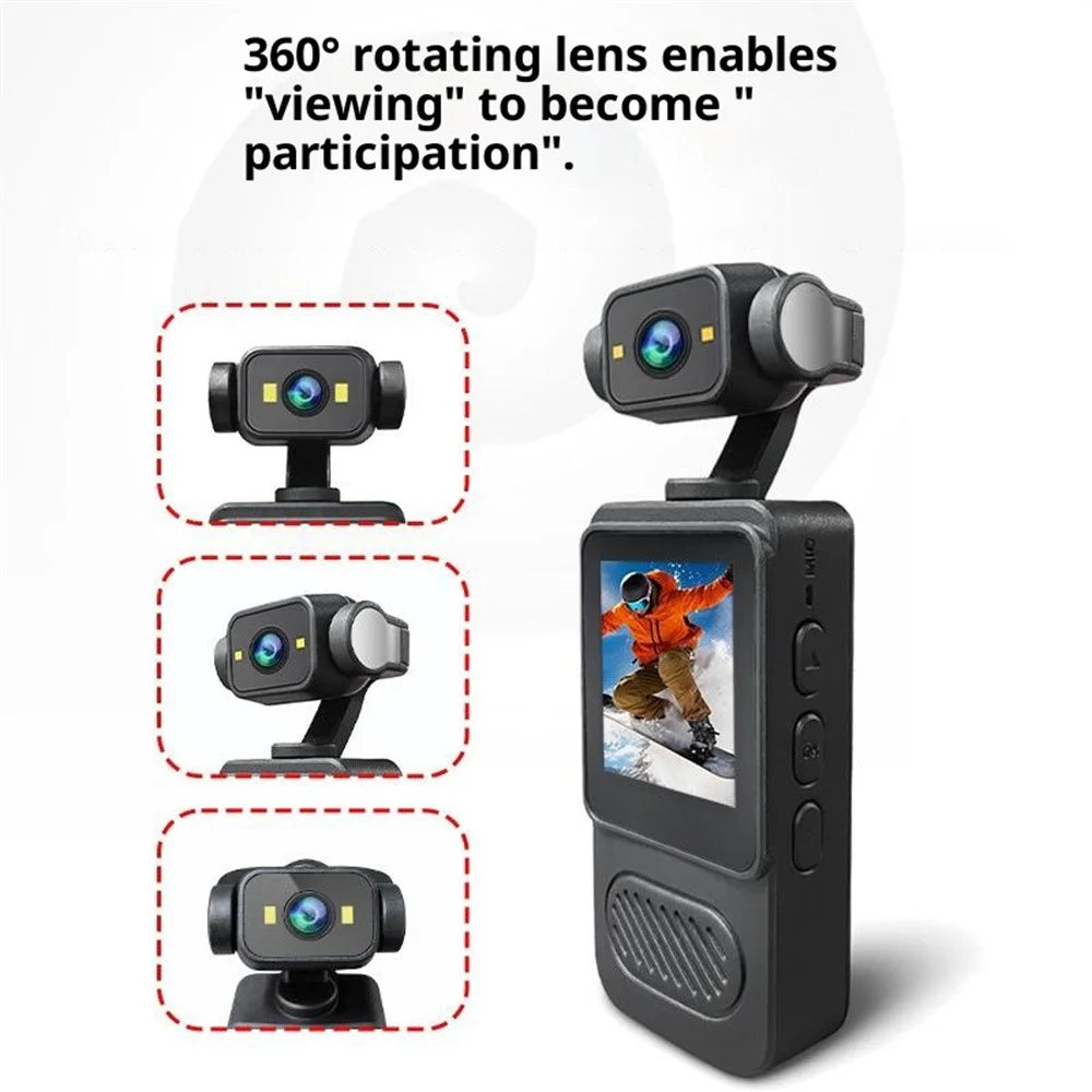 Y2 1.54 Inch Screen Pocket Camera with Fill Light 180 Degree Rotatable Lens Clip On WiFi Camcorder, with 32GB Card + Card Reader - 7