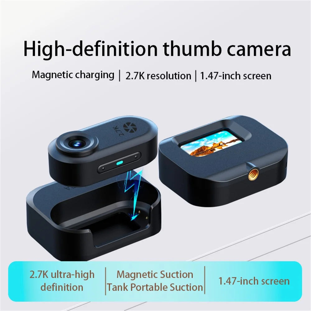 DM10pro 1.47 Inch HD Screen 2.7K Sports Camera for Outdoor Cycling Thumb Size Action Cam - Black - 2