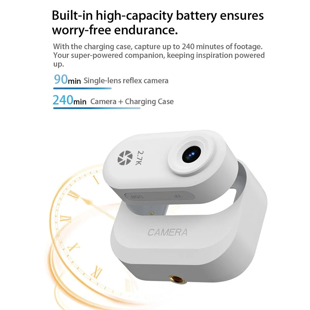 DM10pro 1.47 Inch HD Screen 2.7K Sports Camera for Outdoor Cycling Thumb Size Action Cam, with 32GB Card + Card Reader - White - 5