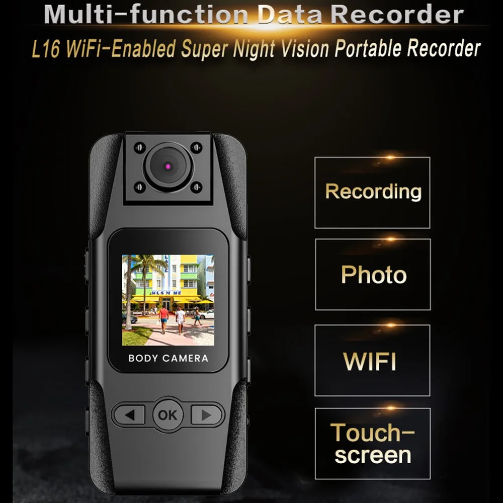 L16 WiFi Portable Conference Camera Outdoor Recorder HD Magnetic Clip-On Sports Camera with Infrared Night Vision - Black - 2