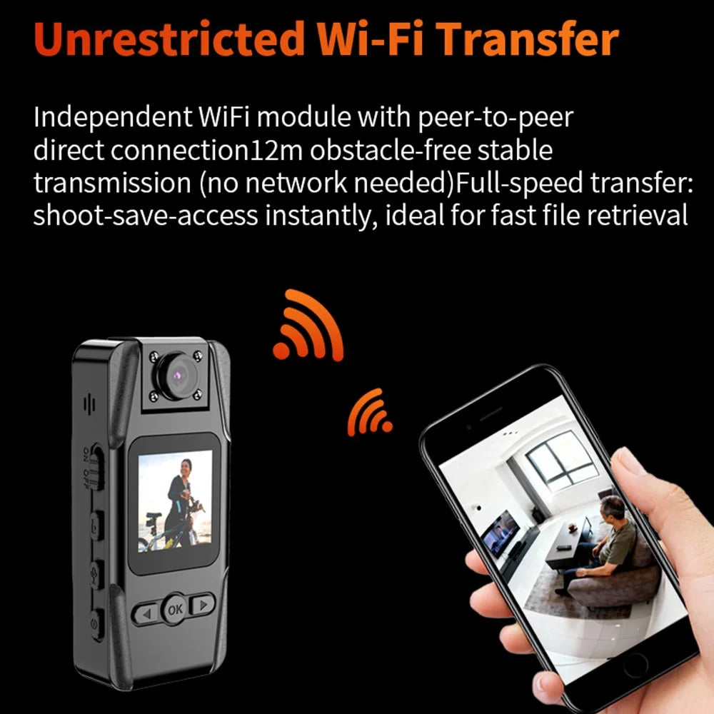 L16 WiFi Portable Conference Camera Outdoor Recorder HD Magnetic Clip-On Sports Camera with Infrared Night Vision - Black - 4