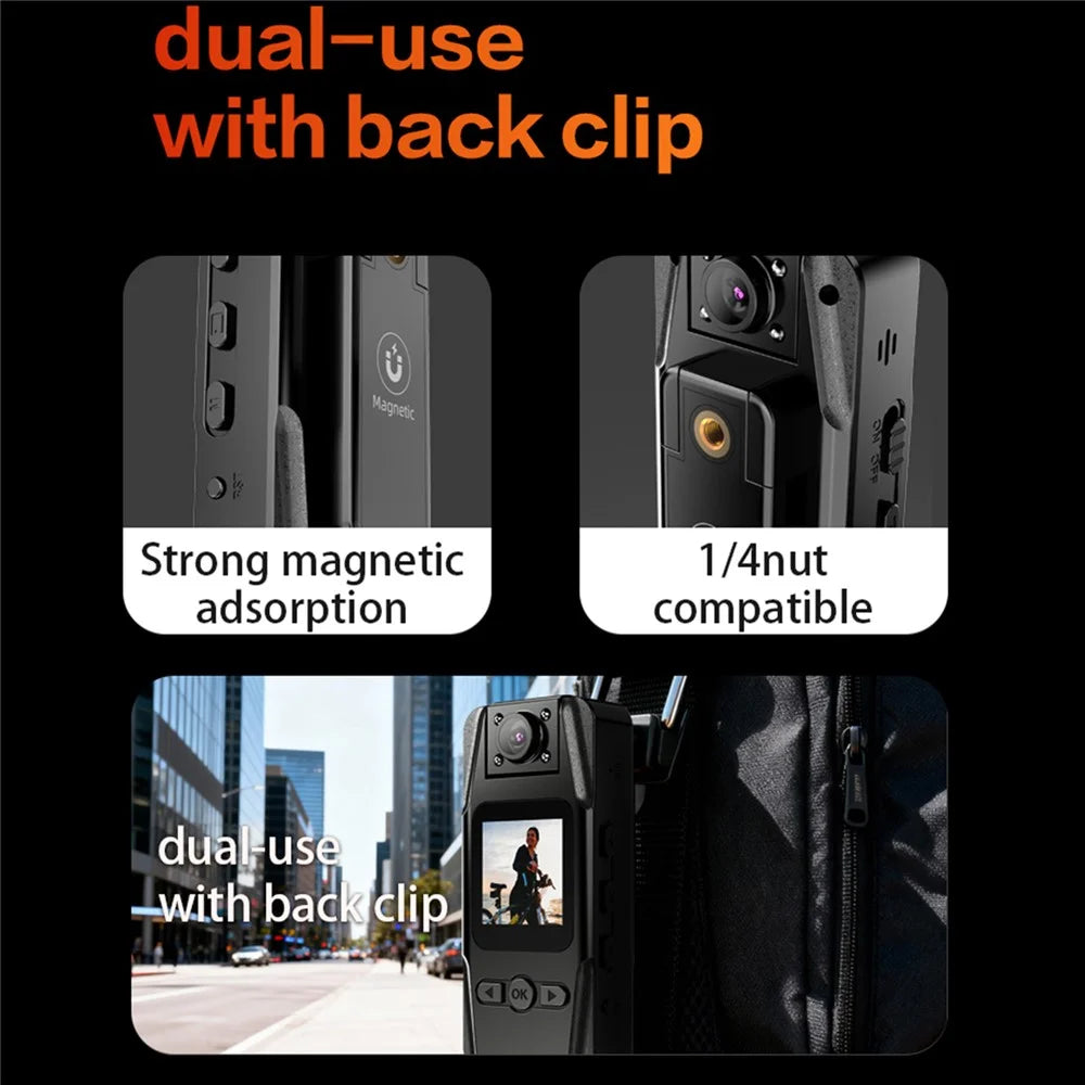 L16 WiFi Portable Conference Camera Outdoor Recorder HD Magnetic Clip-On Sports Camera with Infrared Night Vision - Black - 5