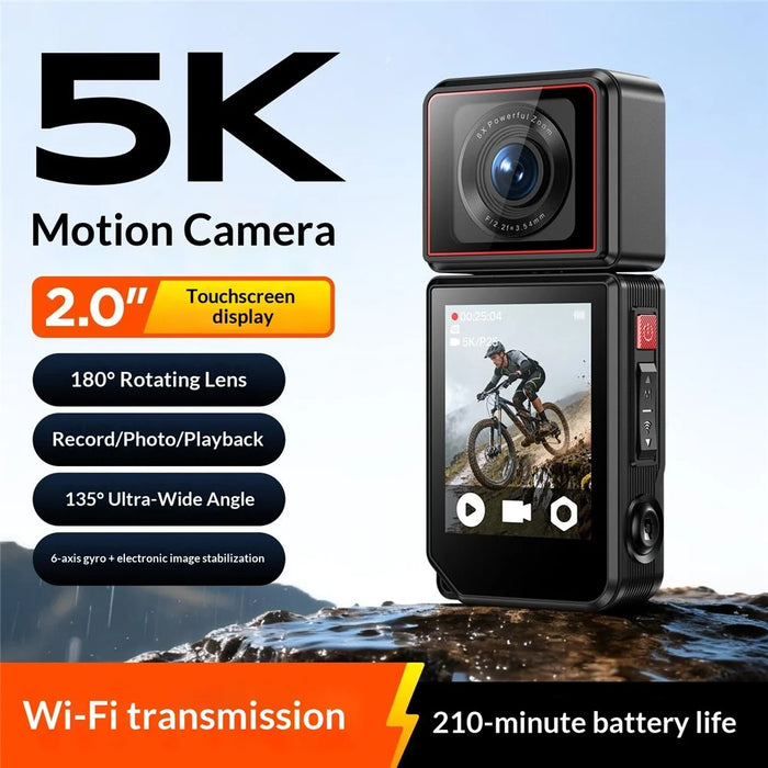 G300pro 2.0 Inch Touchscreen 5K HD Action Camera Electronic Image Stabilization Sports Camera with 180 Degree Rotating Lens - Black - 3