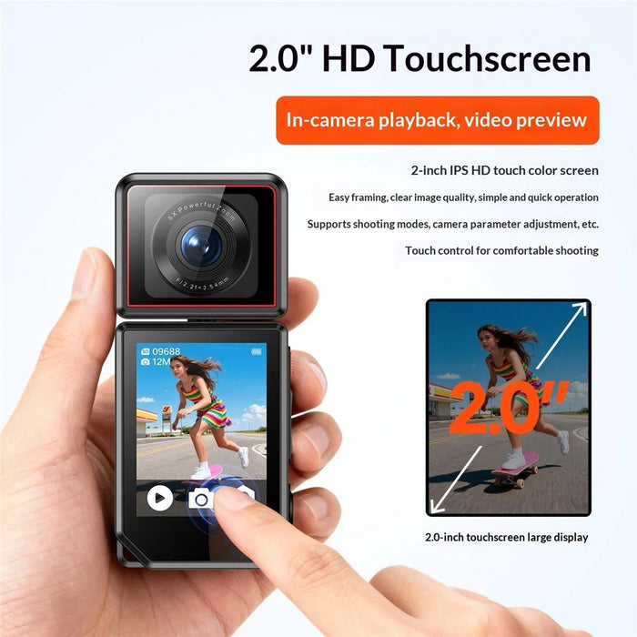 G300pro 2.0 Inch Touchscreen 5K HD Action Camera Electronic Image Stabilization Sports Camera with 180 Degree Rotating Lens - Black - 7