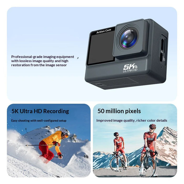 F308AATR 1.3 Inch Front + 2.0 Inch Rear Touch Screen Action Camera 6-axis Anti-Shake 5K HD Sports Camera with Waterproof Case - 3