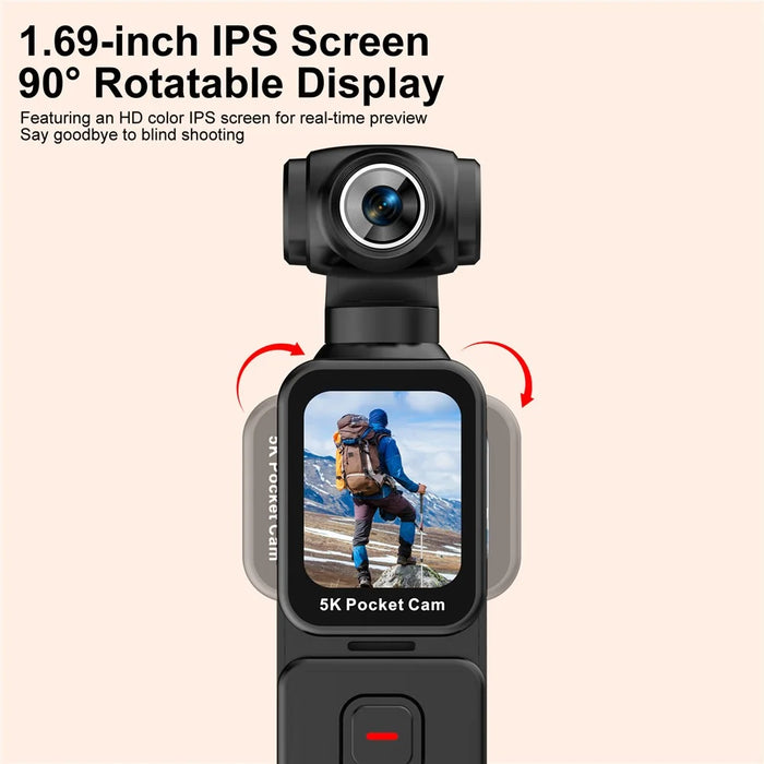 K28 5K Pocket Action Camera Outdoor Cycling Handheld Face Recognition Anti-shake Touch Sports Camera - 7