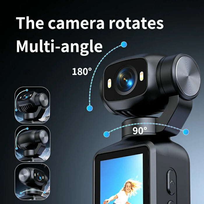 LK-032 1080P Handheld Vlog Action Camera 1.97 Inch HD Screen Sports Recording Camera with Rotatable Lens - Black - 5