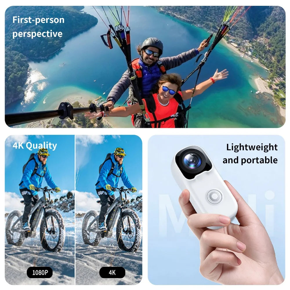 MZ02 4K Wi-Fi Action Camera with Waterproof Case HD Video Recording 156 Degree Wide Angle Sports Mini Thumb Camera - Black - 5