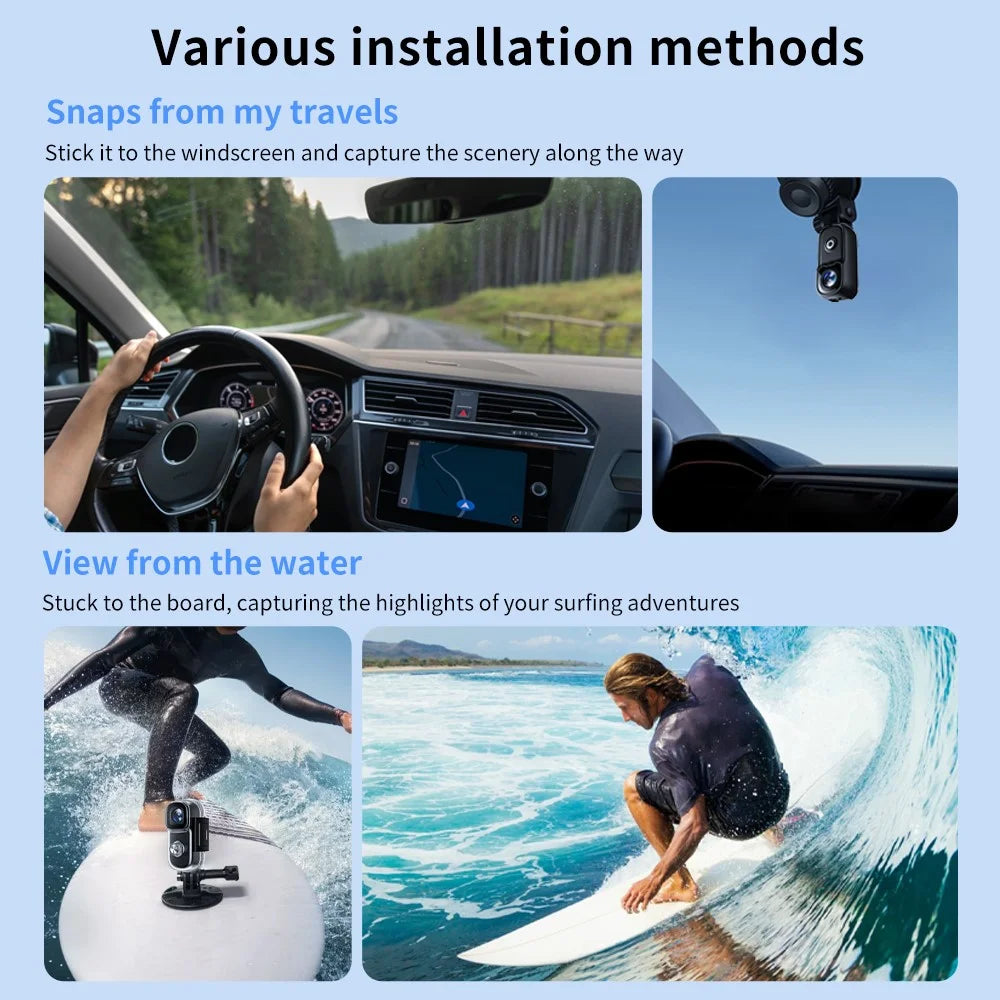 MZ02 4K Wi-Fi Action Camera with Waterproof Case HD Video Recording 156 Degree Wide Angle Sports Mini Thumb Camera - Black - 6