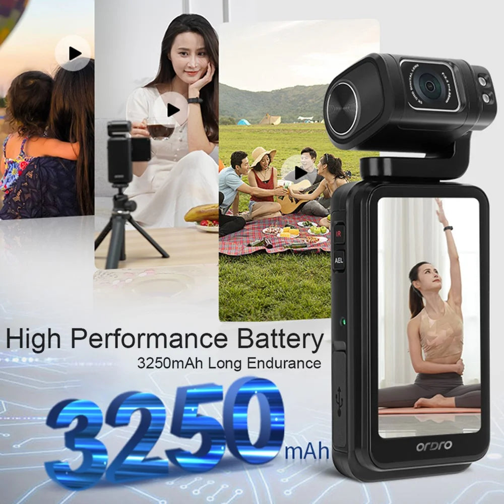 ORDRO M3 3.5 Inch HD Screen Camcorder 180-Degree Flip Portable Pocket DV Camera Support IR Night Vision - 4