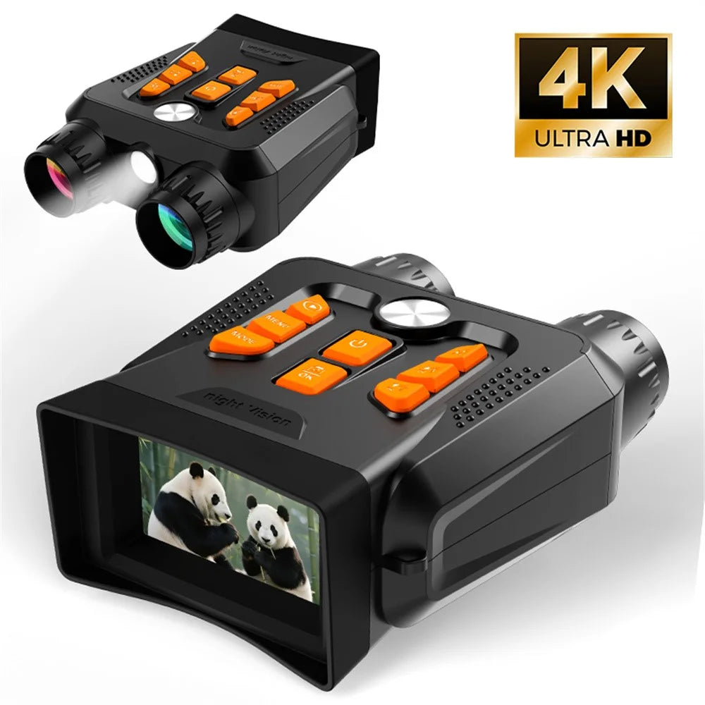 4K Night Vision Binoculars 3.0 Inch Screen 16X Digital Zoom 36MP Camera IR Infrared Digital Telescope for Outdoor Hunting (No Momery Card) - Black - 1