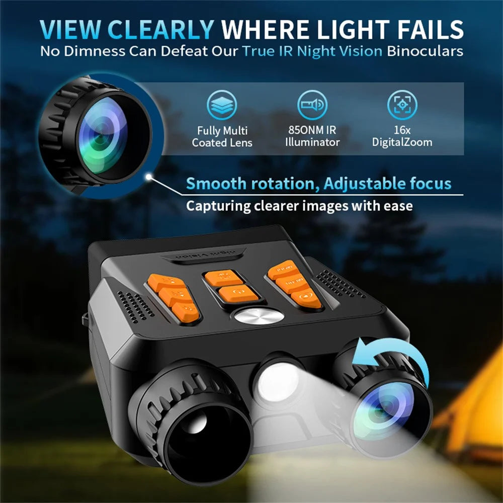 4K Night Vision Binoculars 3.0 Inch Screen 16X Digital Zoom 36MP Camera IR Infrared Digital Telescope for Outdoor Hunting (No Momery Card) - Black - 5
