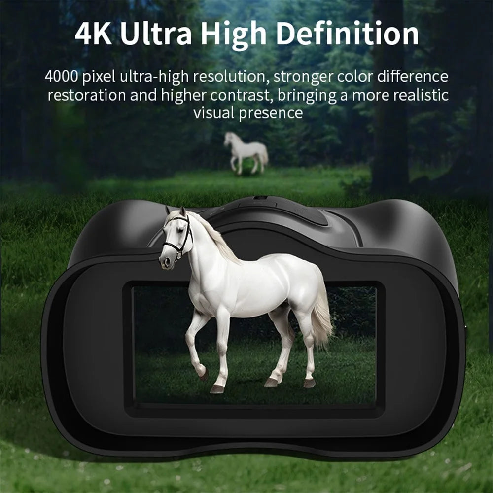 4K Night Vision Binoculars 4.5 Inch Screen 16X Digital Zoom 5000mAh IR Infrared Digital Telescope Camera for Hunting Wildlife - Black - 2