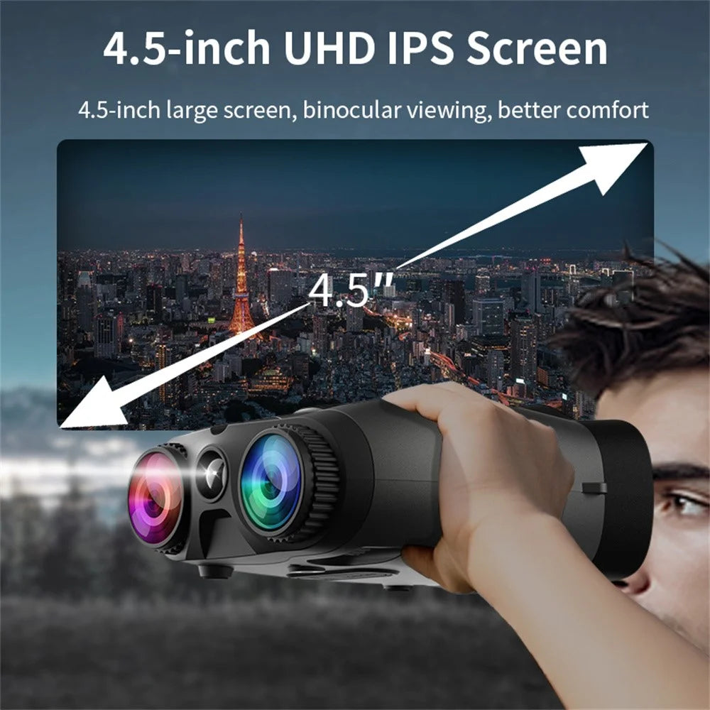 4K Night Vision Binoculars 4.5 Inch Screen 16X Digital Zoom 5000mAh IR Infrared Digital Telescope Camera for Hunting Wildlife - Black - 3