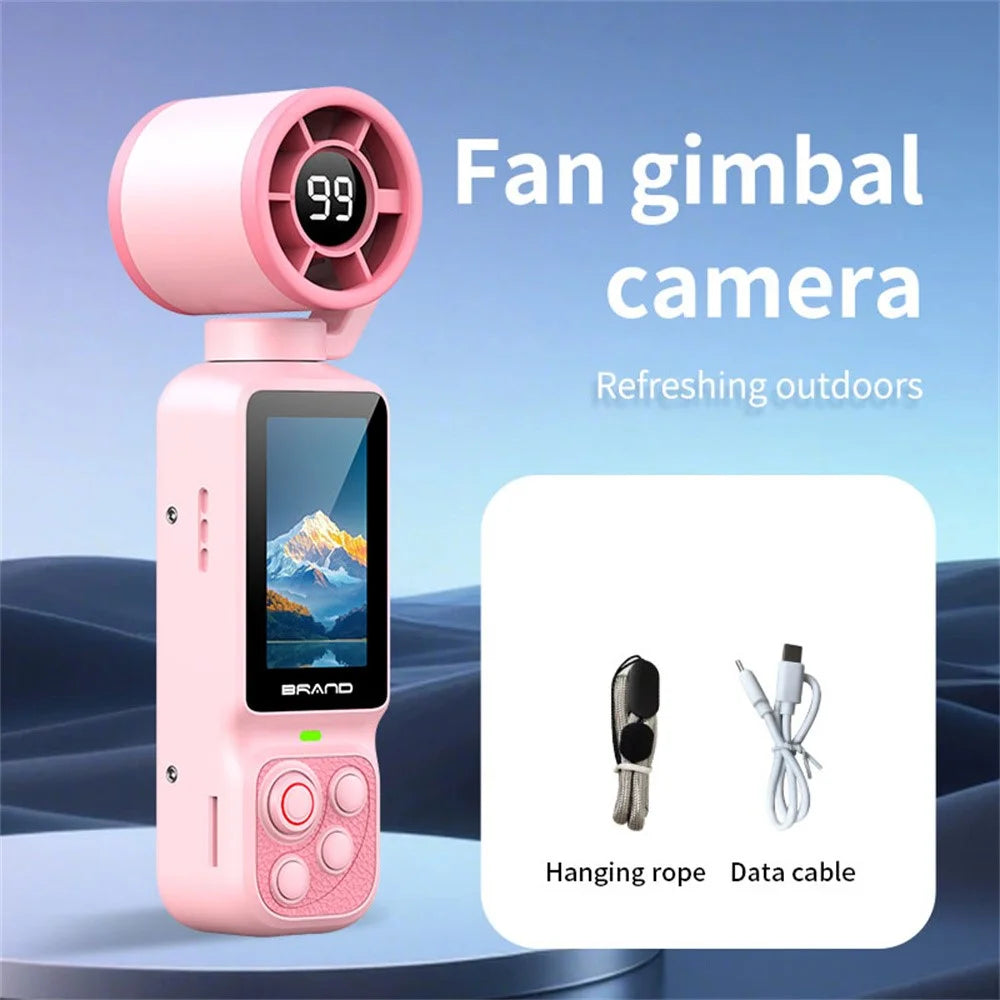 LK-035 2-in-1 Action Camera with Fan Function 1.97 Inch HD Screen 180 Degress Rotatable 1080P Vlog Recording Sports Camera - Pink - 3