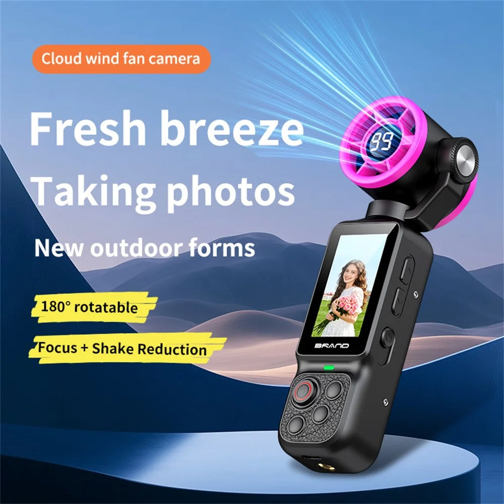 LK-035 2-in-1 Action Camera with Fan Function 1.97 Inch HD Screen 180 Degress Rotatable 1080P Vlog Recording Sports Camera - Pink - 6