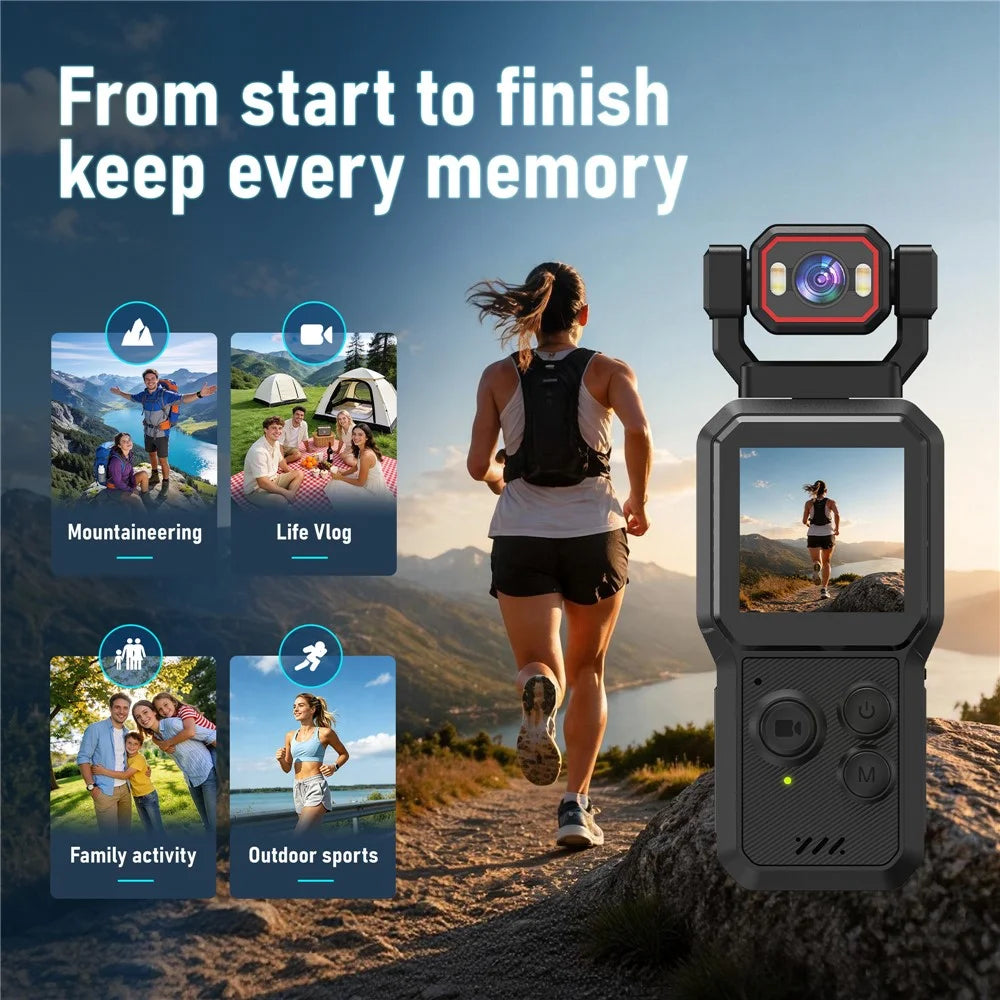 D1 Mini Pocket Camera 4K HD 1.54 Inch Screen 270 Degree Rotatable Lens WiFi Action Camera for Vlog Sports - Black - 5