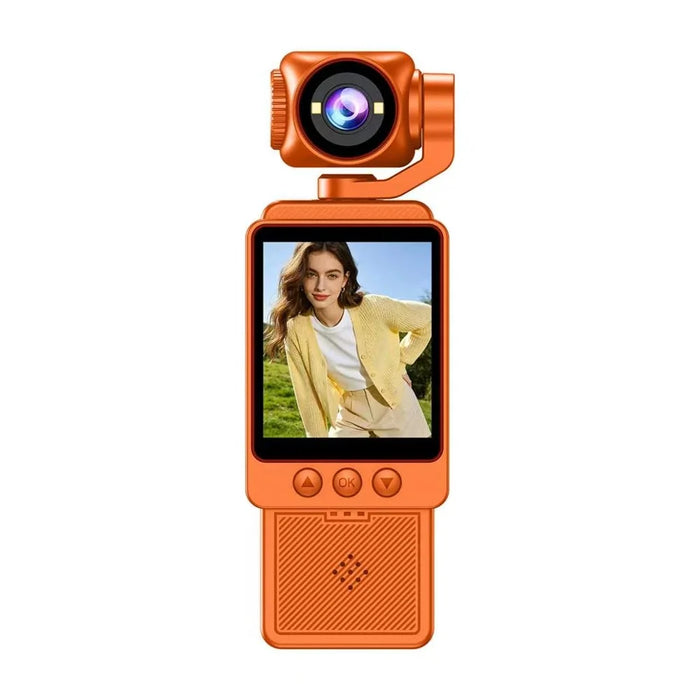 DV09 Handheld HD Action Camera 4K Video Recording 270 Degree Rotating Lens 1.54 Inch LCD Pocket Vlog Camcorder for Outdoor Sports Cycling - Orange - 1