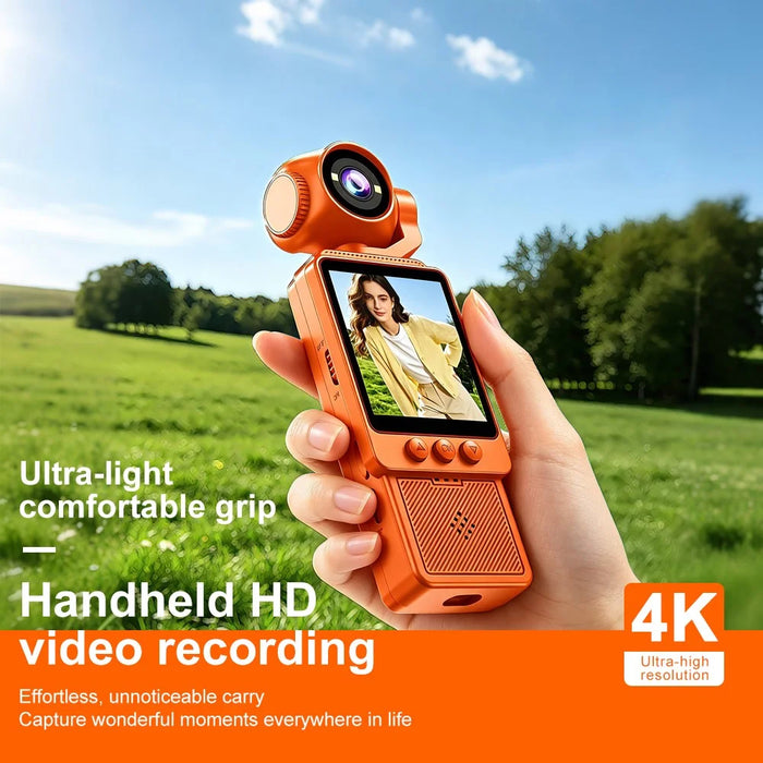 DV09 Handheld HD Action Camera 4K Video Recording 270 Degree Rotating Lens 1.54 Inch LCD Pocket Vlog Camcorder for Outdoor Sports Cycling - Orange - 3
