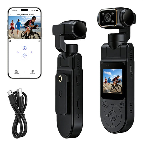 X20 Portable Action Camera 2K HD Recording 1.5 Inch IPS Screen 360 Degree Rotation Waterproof for Vlog Cycling - Black - 1