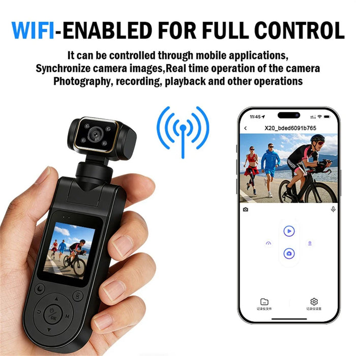 X20 Portable Action Camera 2K HD Recording 1.5 Inch IPS Screen 360 Degree Rotation Waterproof for Vlog Cycling - Black - 3
