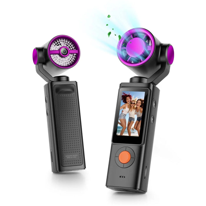F21 2 in 1 Handheld Fan 1.9 Inch IPS Screen 1080P Camera 270 Degree Rotation for Vlog Outdoor Travel - Black - 1