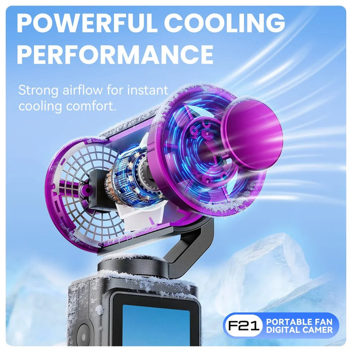 F21 2 in 1 Handheld Fan 1.9 Inch IPS Screen 1080P Camera 270 Degree Rotation for Vlog Outdoor Travel - Black - 5
