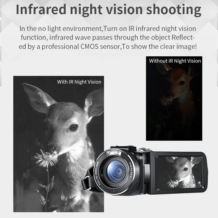 ORDRO Z20 3.0-inch 1080P HD Video Camera Night Vision Digital Camcorder with Microphone and Lend Hood - US Plug - 6