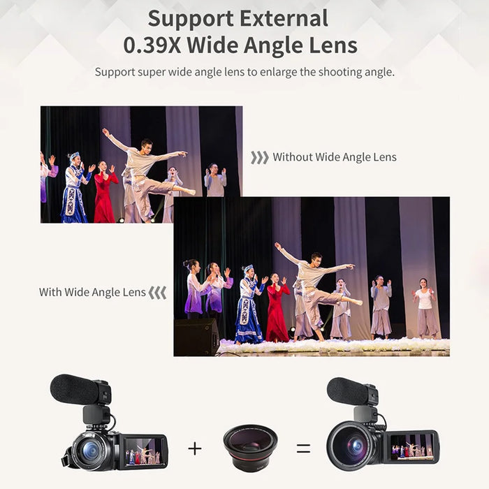 ORDRO Z20 3.0-inch 1080P HD Video Camera Night Vision Digital Camcorder with Microphone and Lend Hood - US Plug - 7