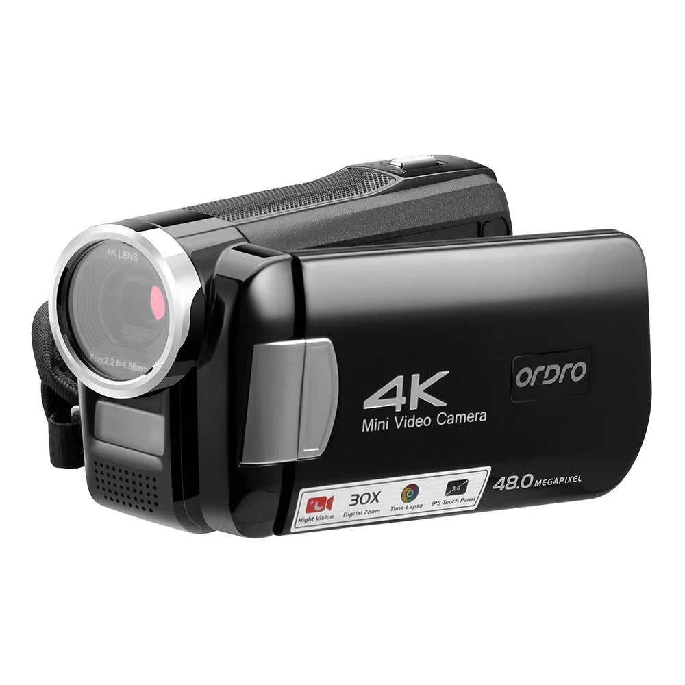 ORDRO AC2 30X Smart Zoom 4K 3.0-inch HD Touch Screen Night Vision Video Camera - EU Plug - 4