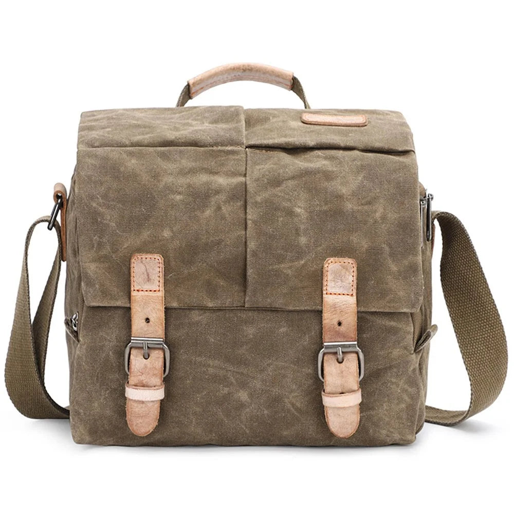 264 Batik Canvas SLR Digital Camera Storage Bag Single Shoulder Crossbody Bag - Khaki - 1