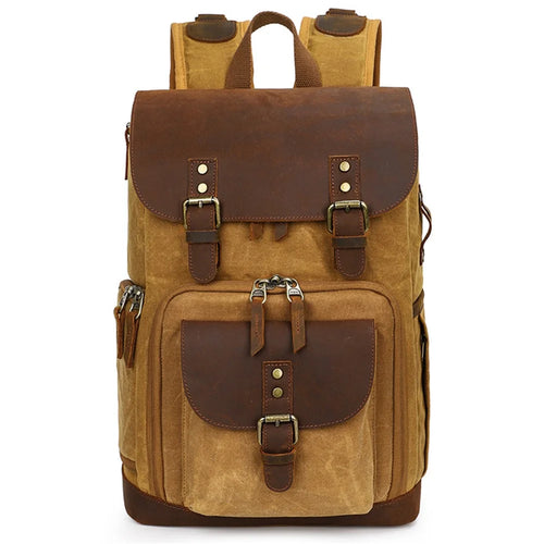 K-86 Canvas Rucksack Waterproof Camera Bag Hiking Camping Travel Backpack - Yellow - 1