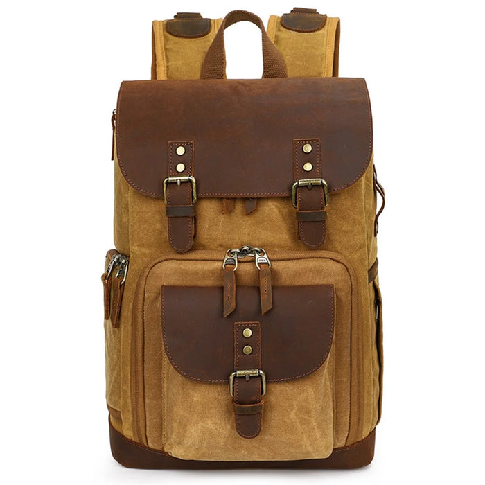 K-86 Canvas Rucksack Waterproof Camera Bag Hiking Camping Travel Backpack - Yellow - 1