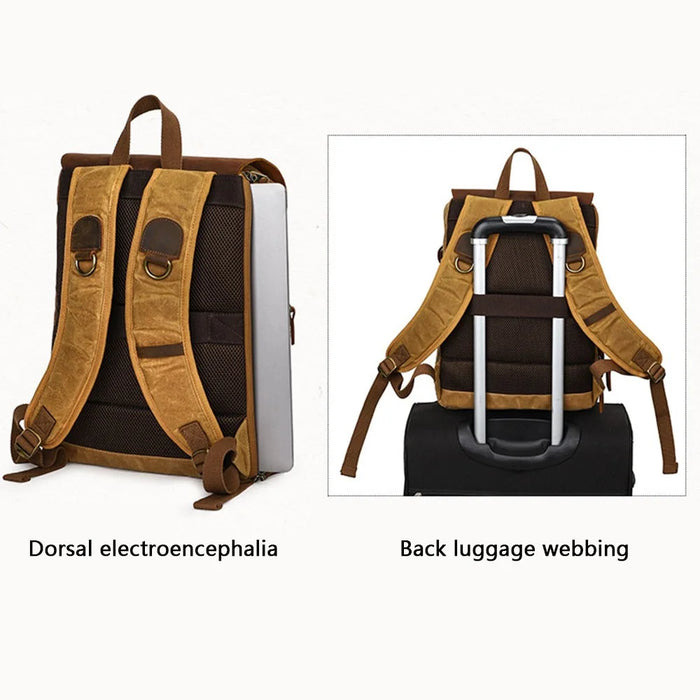 K-86 Canvas Rucksack Waterproof Camera Bag Hiking Camping Travel Backpack - Yellow - 5