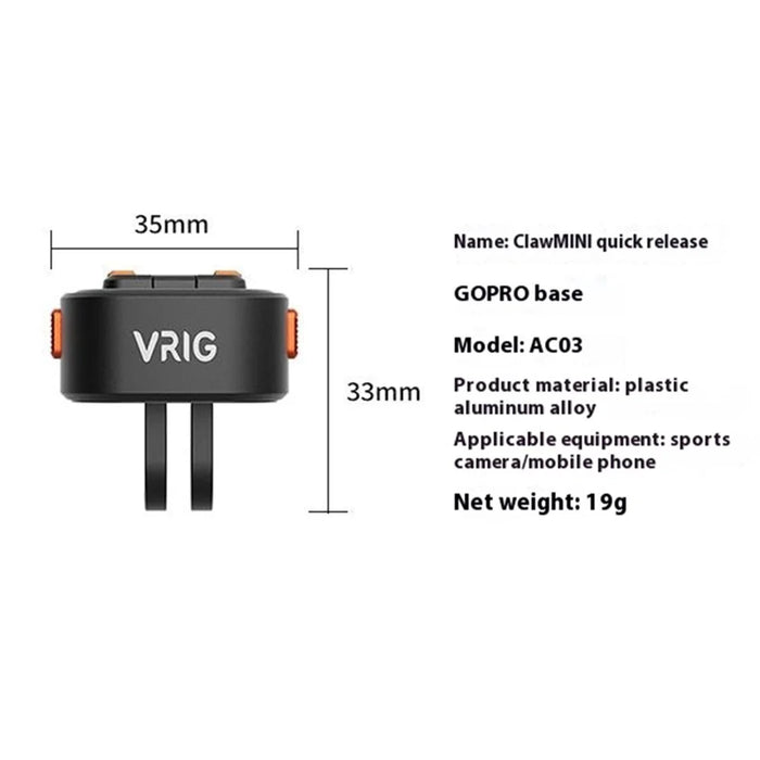 VRIG AC 03 Claw Mini Series Magnetic Camera Adapter Quick-Release Dock for Gopro - 3