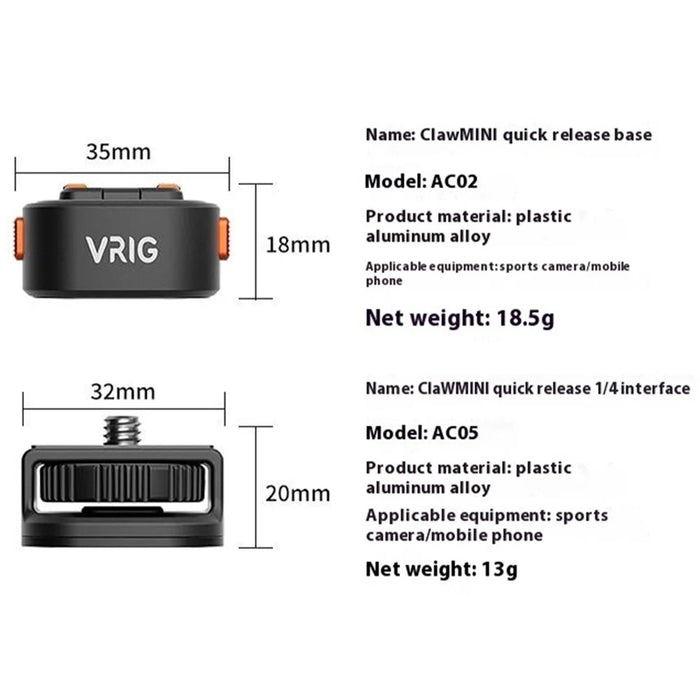 Magnetic 1 / 4 Quick Release Adapter + Base for Action Camera / Mobile Phone - 4