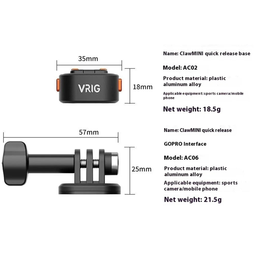 For GoPro Action Camera Magnetic Quick Release Mount Adapter with 1 / 4 Base - 7