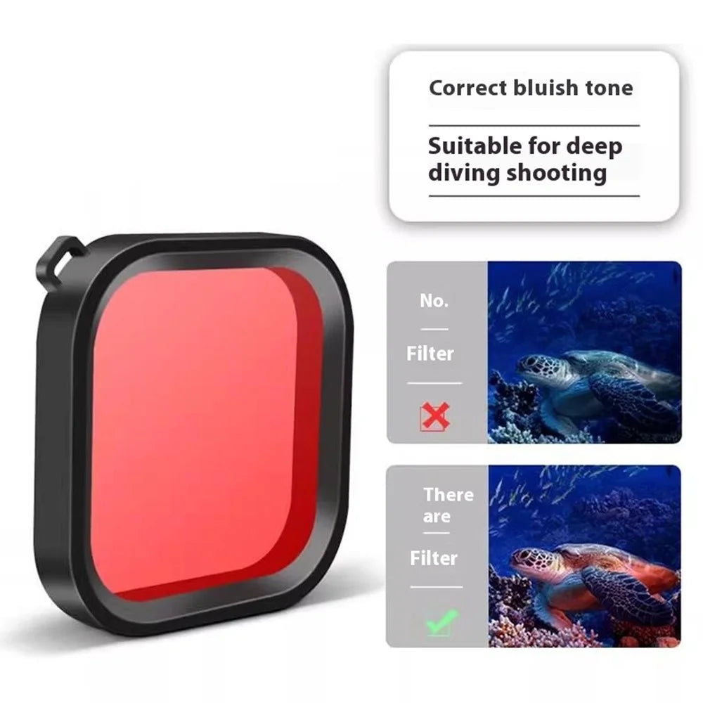 For GoPro Hero 12 / 11 / 10 / 9 Action Camera Lens Filter Diving Shooting Filter - Red - 2