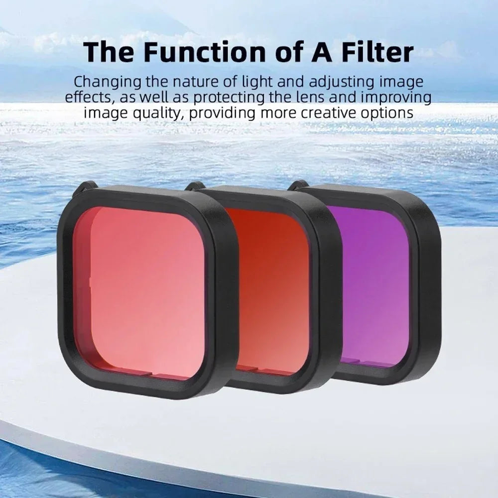 For GoPro Hero 12 / 11 / 10 / 9 Action Camera Lens Filter Diving Shooting Filter - Red - 3