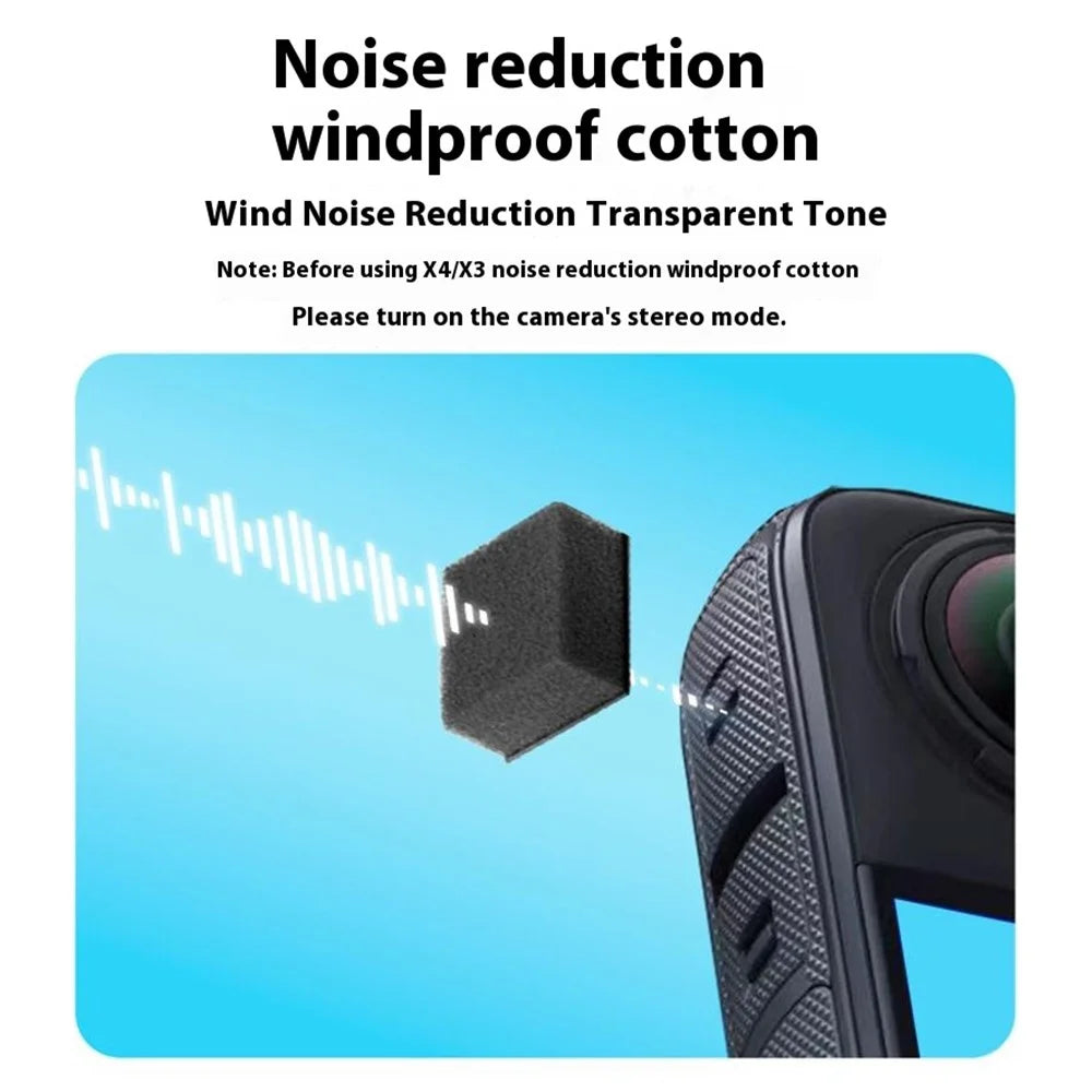 BRDRC 6Pcs For Insta360 X5 / Insta360 X4 / X3 / ONE X2 Mic Wind Muff Camera Noise Reduction Sponge Video Muffler Accessories - 3