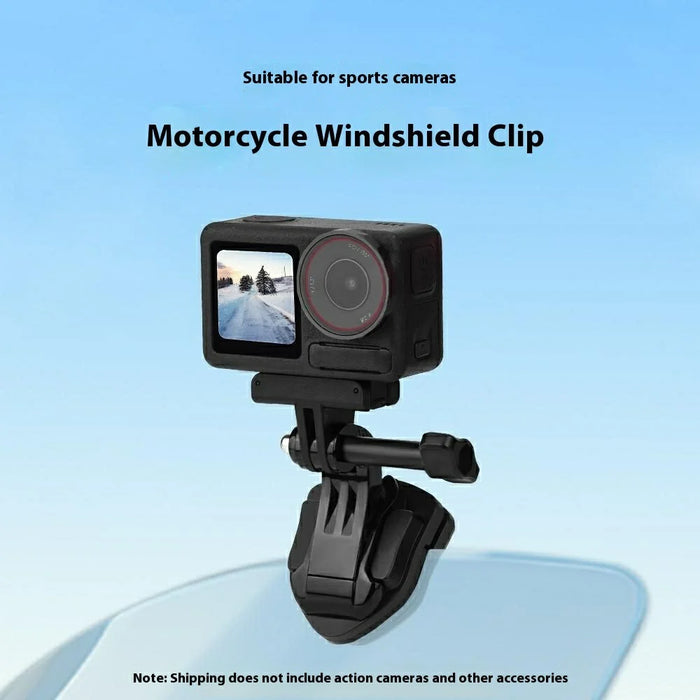 FLYMILE For GoPro Hero 13 / DJI Osmo Action 5 Pro / Pocket 3 Sports Camera Motorcycle Windshield Clamp Set - Black - 4