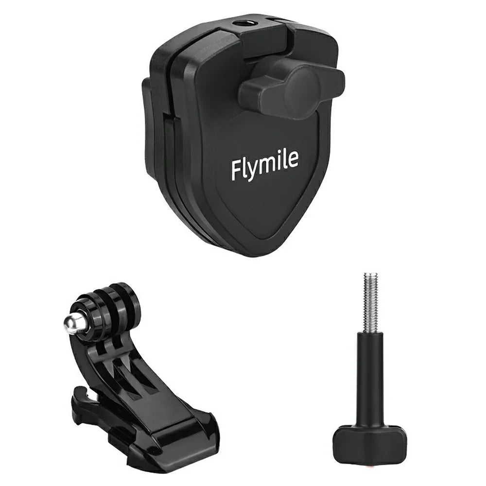 FLYMILE For GoPro Hero 13 / DJI Osmo Action 5 Pro / Pocket 3 Sports Camera Motorcycle Windshield Clamp Set - Black - 6