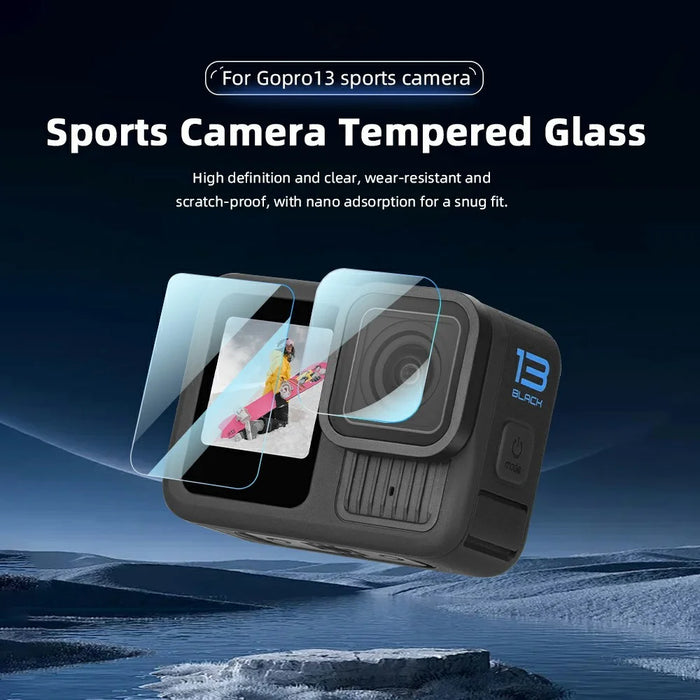 BRDRC 2 Set Tempered Glass Film for GoPro Hero 13 0.5mm Screen Protector + Lens Protector - 2