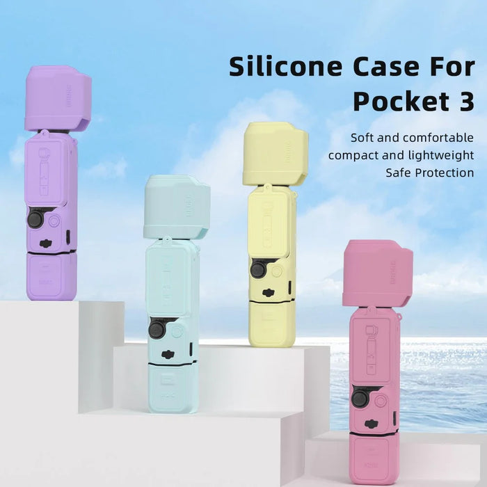 BRDRC For DJI Osmo Pocket 3 Full Set Camera Protective Case Soft Silicone Anti-Drop Cover - Sky Blue - 3