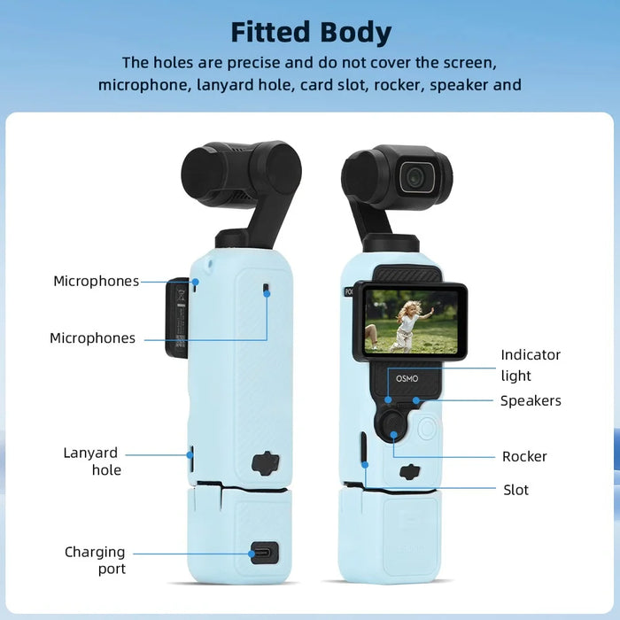 BRDRC For DJI Osmo Pocket 3 Full Set Camera Protective Case Soft Silicone Anti-Drop Cover - Sky Blue - 6