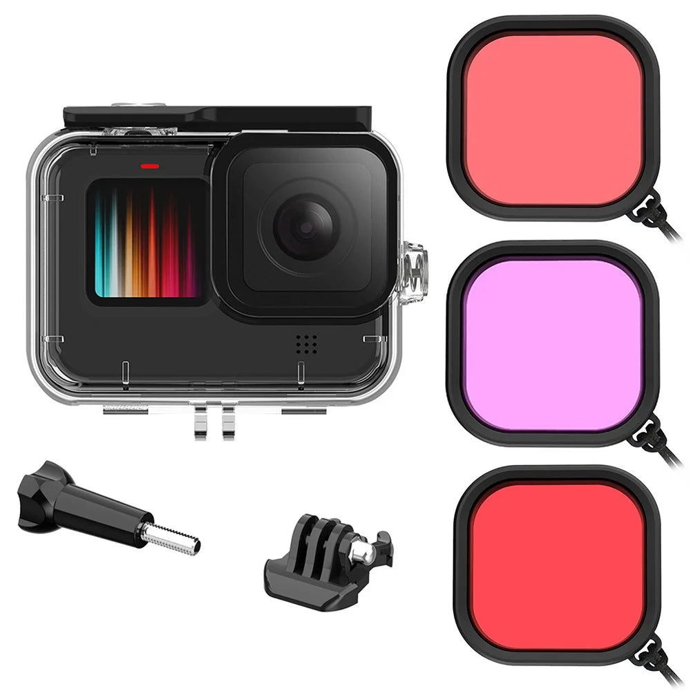 For GoPro Hero 12 / 11 / 10 / 9 Anti-Drop Sports Camera Underwater 45m Waterproof Case with 3 Filters - 1